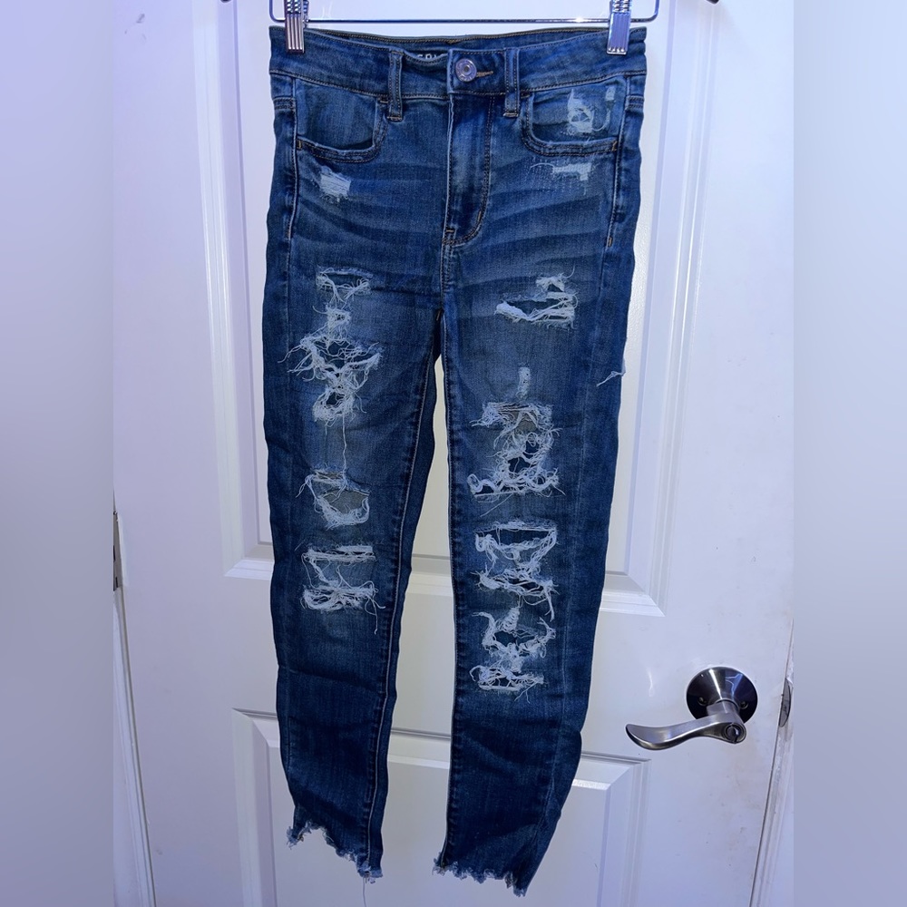 Regular Size 2 American eagle Ripped Blue Jeans